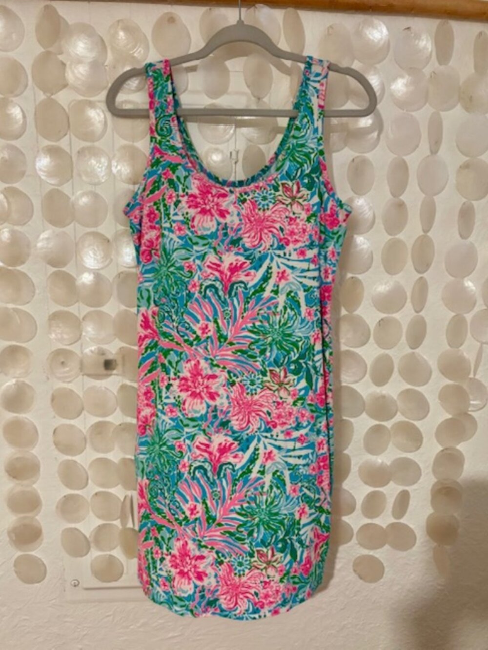 NWOT LILY PULITZER NEWBERRI TANK DRESS, AMALFI BLUE LEAF IT WILD, SMALL